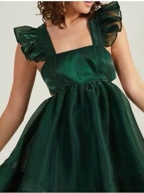 EUC Altar’d State Like New Emerald Green Ruffled Sleeve Party Dress